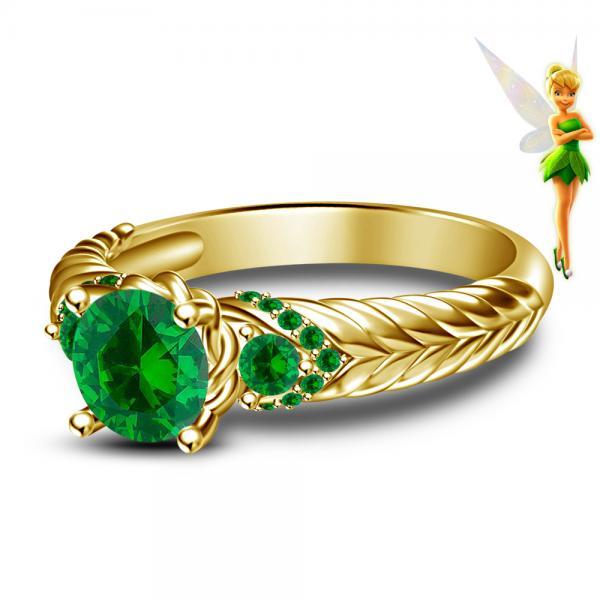 Vintage Disney Tinker Bell Fairies Green Sapphire 925 Silver Gold